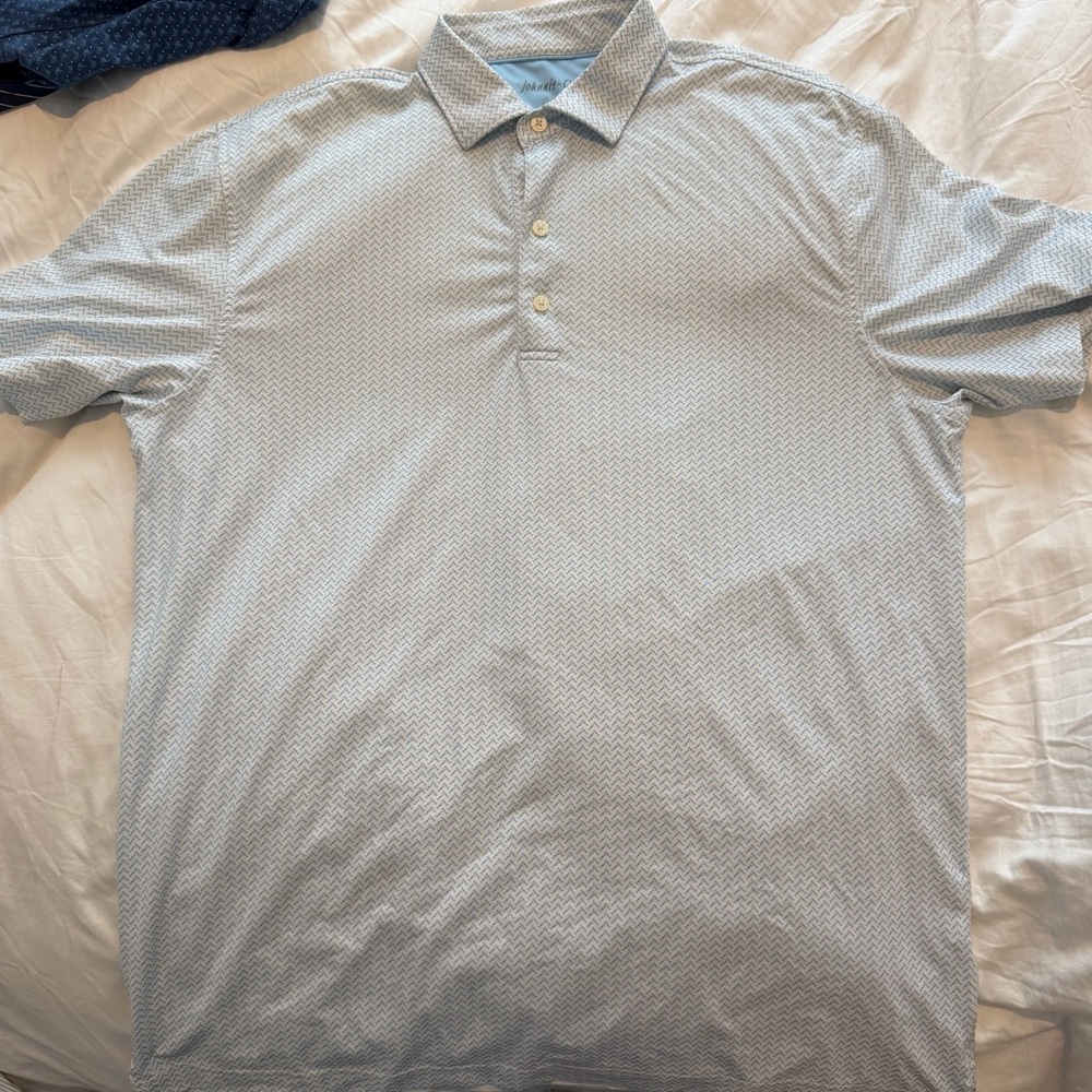 johnnie-O Light Blue Patterned Polo Shirt
